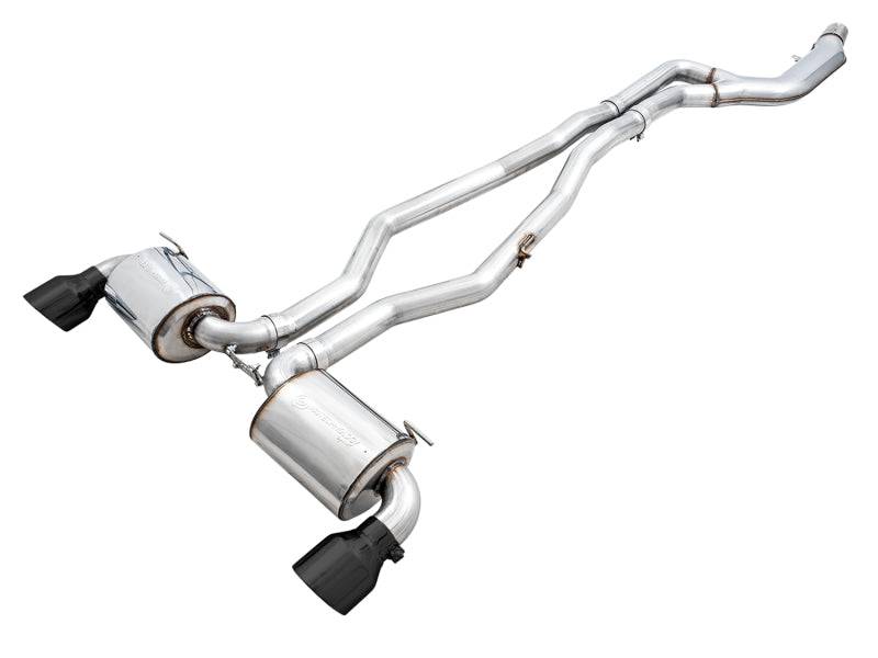 AWE 2020 Toyota Supra A90 Non-Resonated Touring Edition Exhaust - 5in Diamond Black Tips - Striker Modified