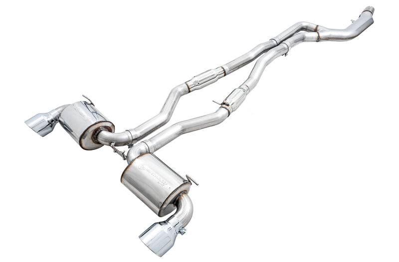 AWE 2020 Toyota Supra A90 Resonated Touring Edition Exhaust - 5in Chrome Silver Tips - Striker Modified