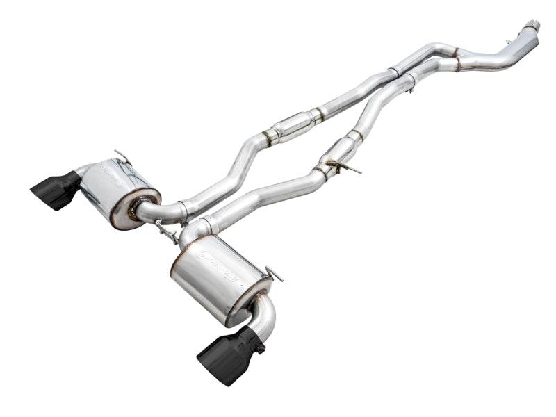 AWE 2020 Toyota Supra A90 Resonated Touring Edition Exhaust - 5in Diamond Black Tips - Striker Modified