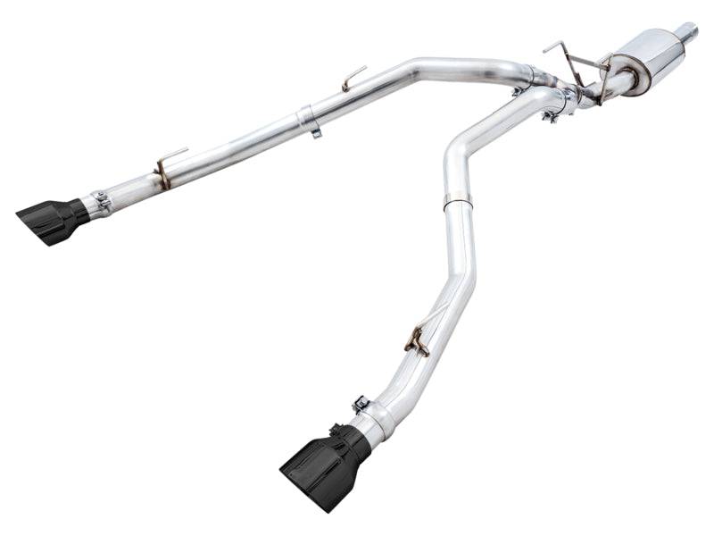 AWE Tuning 09-18 RAM 1500 5.7L (w/Cutouts) 0FG Dual Rear Exit Cat-Back Exhaust - Diamond Black Tips - Striker Modified