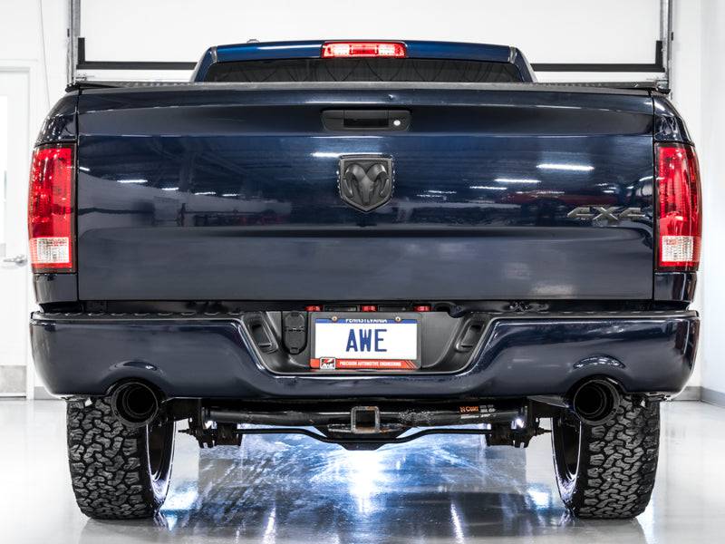 AWE Tuning 09-18 RAM 1500 5.7L (w/Cutouts) 0FG Dual Rear Exit Cat-Back Exhaust - Diamond Black Tips - Striker Modified