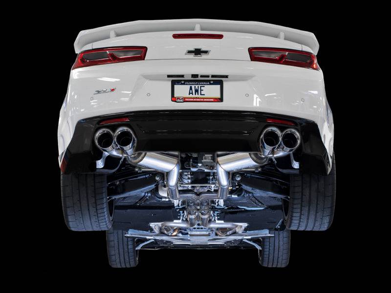 AWE Tuning 16-19 Chevy Camaro SS Res Cat-Back Exhaust -Touring Edition (Quad Chrome Silver Tips) - Striker Modified