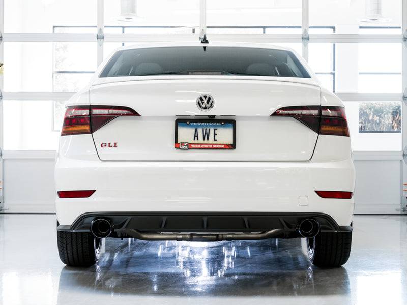 AWE Tuning 18-21 Volkswagen Jetta GLI Mk7 Track Edition Exhaust - Diamond Black Tips (Fits OEM DP) - Striker Modified