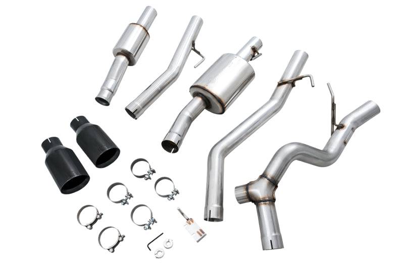 AWE Tuning 20-21 Jeep Gladiator JT 3.6L Tread Edition Cat-Back Dual Exhaust - Diamond Black Tip - Striker Modified