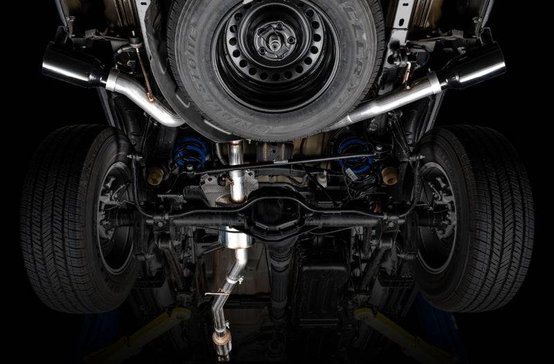 AWE Tuning 20-21 Jeep Gladiator JT 3.6L Tread Edition Cat-Back Dual Exhaust - Diamond Black Tip - Striker Modified
