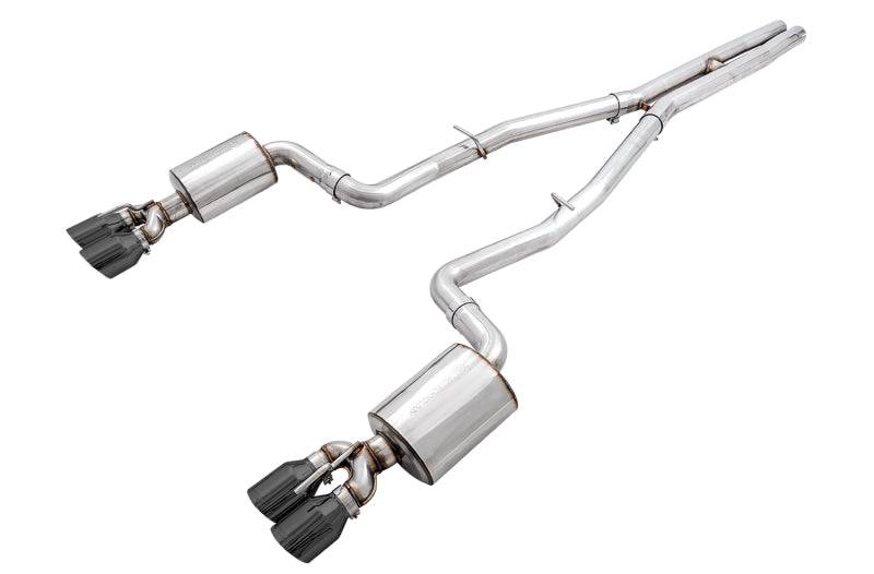 AWE Tuning 2015+ Dodge Challenger 6.4L/6.2L Non-Resonated Touring Edition Exhaust - Quad Black Tips - Striker Modified