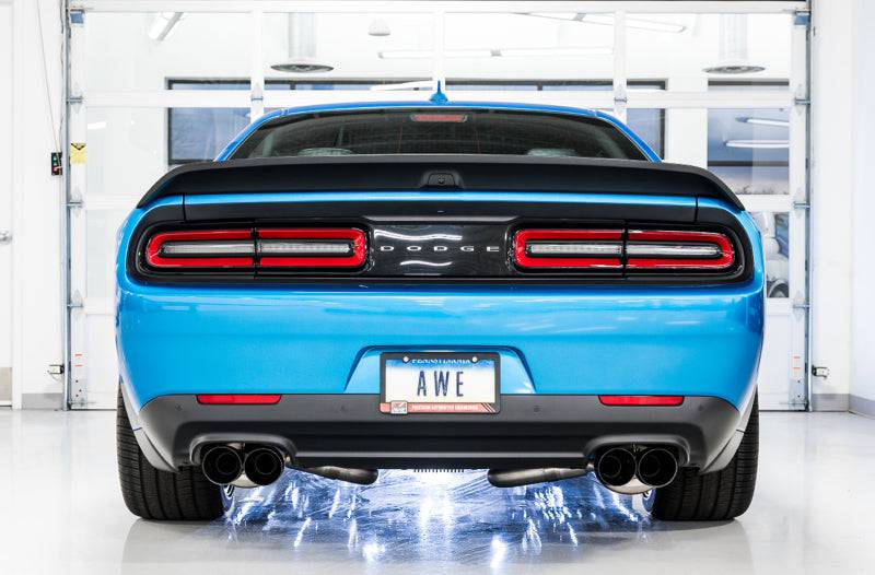 AWE Tuning 2015+ Dodge Challenger 6.4L/6.2L Non-Resonated Touring Edition Exhaust - Quad Black Tips - Striker Modified