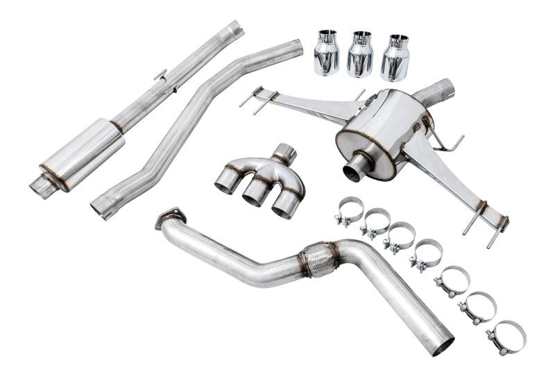 AWE Tuning 2017+ Honda Civic Type R Touring Edition Exhaust w/Front & Mid Pipes - Chrome Silver Tips - Striker Modified