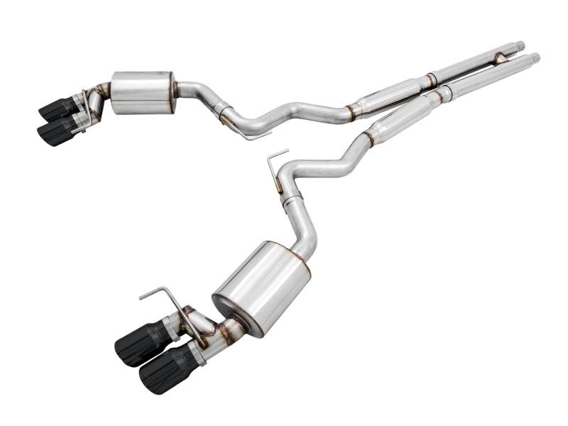 AWE Tuning 2018+ Ford Mustang GT (S550) Cat-back Exhaust - Touring Edition (Quad Diamond Black Tips) - Striker Modified
