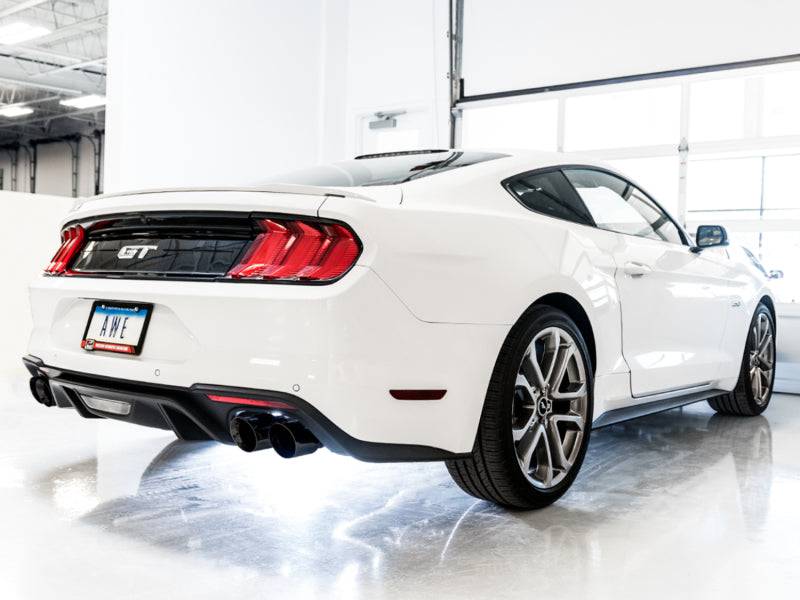 AWE Tuning 2018+ Ford Mustang GT (S550) Cat-back Exhaust - Touring Edition (Quad Diamond Black Tips) - Striker Modified