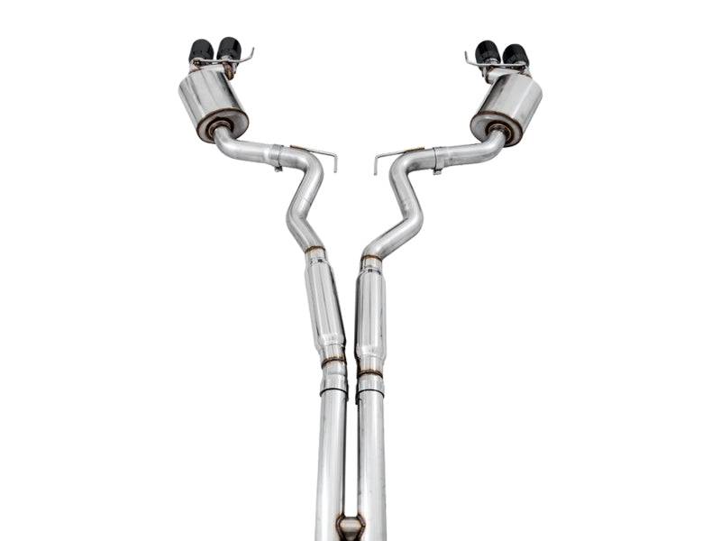 AWE Tuning 2018+ Ford Mustang GT (S550) Cat-back Exhaust - Touring Edition (Quad Diamond Black Tips) - Striker Modified