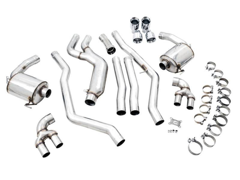 AWE Tuning 2019+ BMW M340i (G20) Non-Resonated Touring Edition Exhaust - Quad Chrome Silver Tips - Striker Modified