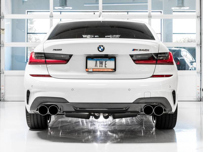 AWE Tuning 2019+ BMW M340i (G20) Track Edition Exhaust - Quad Chrome Silver Tips - Striker Modified