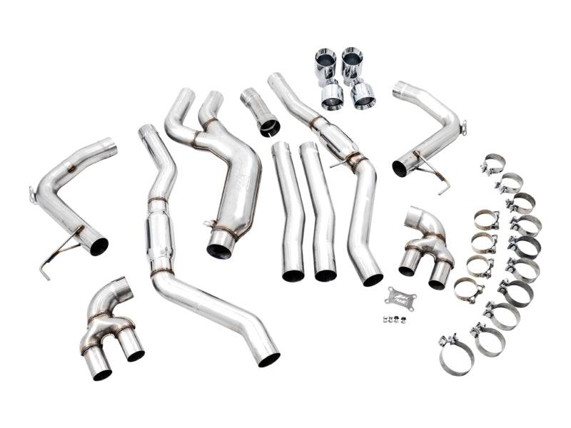 AWE Tuning 2019+ BMW M340i (G20) Track Edition Exhaust - Quad Chrome Silver Tips - Striker Modified