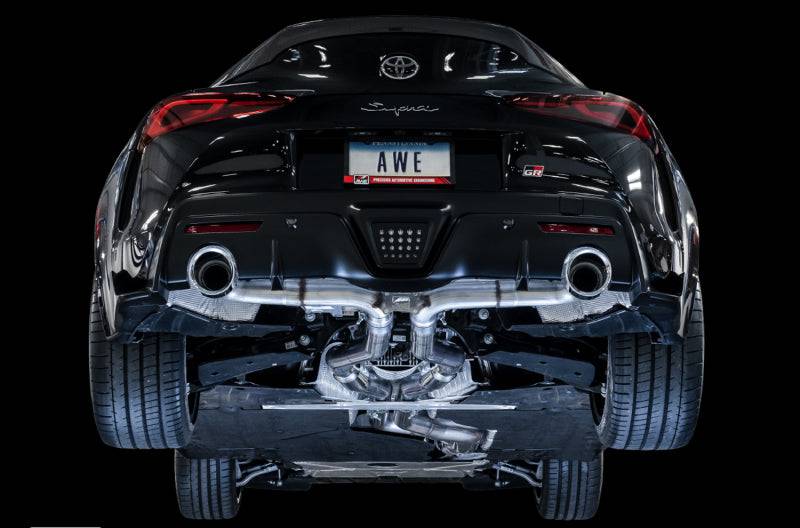 AWE Tuning 2020 Toyota Supra A90 Track Edition Exhaust - 5in Chrome Silver Tips - Striker Modified