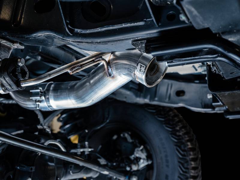 AWE Tuning 2021+ Ford Bronco 0FG Exhaust (No Tips) w/ Bash Guard - Striker Modified