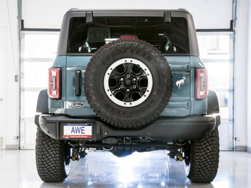 AWE Tuning 2021+ Ford Bronco 0FG Exhaust (No Tips) w/ Bash Guard - Striker Modified