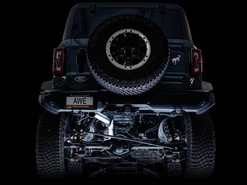 AWE Tuning 2021+ Ford Bronco 0FG Exhaust (No Tips) w/ Bash Guard - Striker Modified