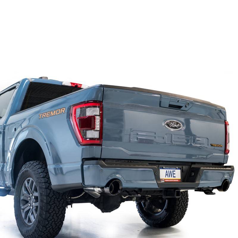 AWE Tuning 2021+ Ford F-150 Tremor (w/ Bumper Cutouts) 0FG Non-Resonated Catback -Diamond Black Tips - Striker Modified
