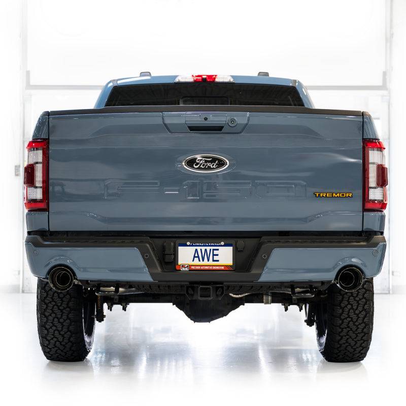 AWE Tuning 2021+ Ford F-150 Tremor (w/ Bumper Cutouts) 0FG Non-Resonated Catback -Diamond Black Tips - Striker Modified
