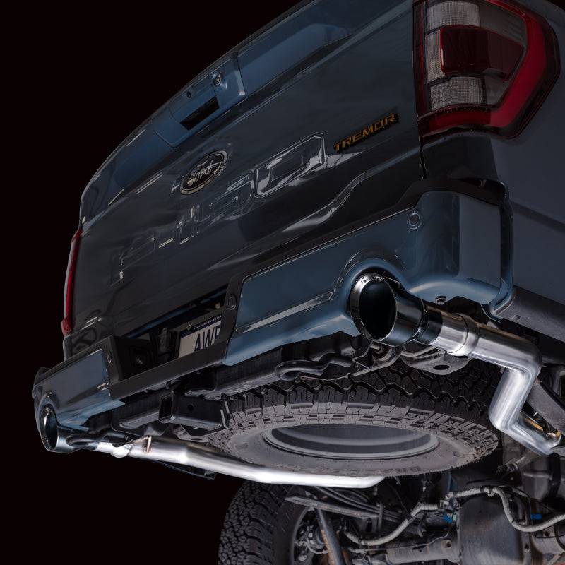 AWE Tuning 2021+ Ford F-150 Tremor (w/ Bumper Cutouts) 0FG Non-Resonated Catback -Diamond Black Tips - Striker Modified