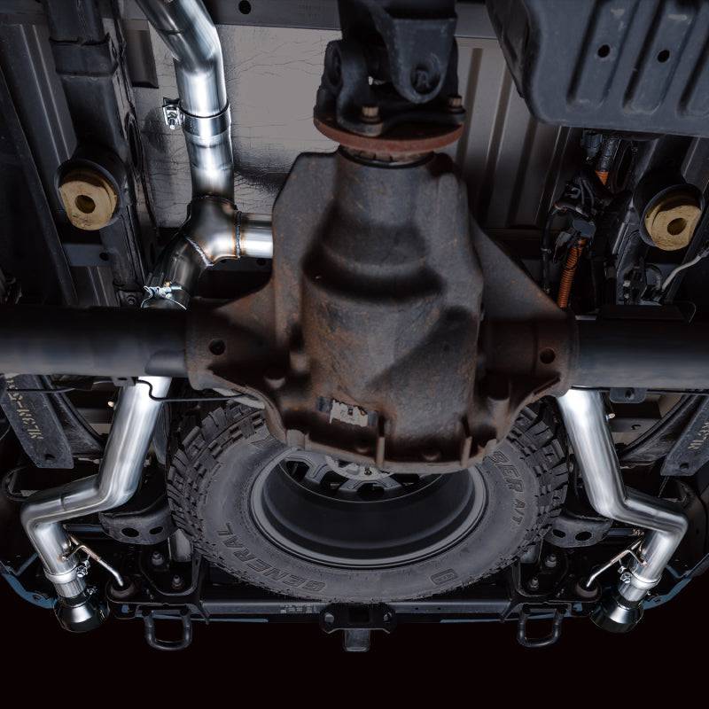 AWE Tuning 2021+ Ford F-150 Tremor (w/ Bumper Cutouts) 0FG Non-Resonated Catback -Diamond Black Tips - Striker Modified
