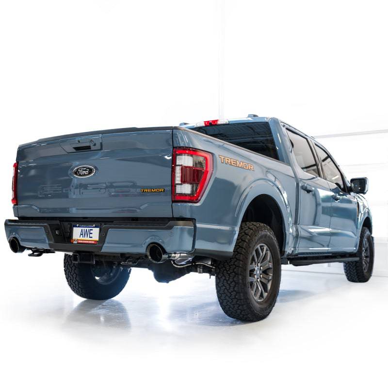 AWE Tuning 2021+ Ford F-150 Tremor (w/ Bumper Cutouts) 0FG Non-Resonated Catback -Diamond Black Tips - Striker Modified