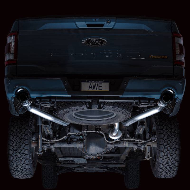 AWE Tuning 2021+ Ford F-150 Tremor (w/ Bumper Cutouts) 0FG Non-Resonated Catback -Diamond Black Tips - Striker Modified
