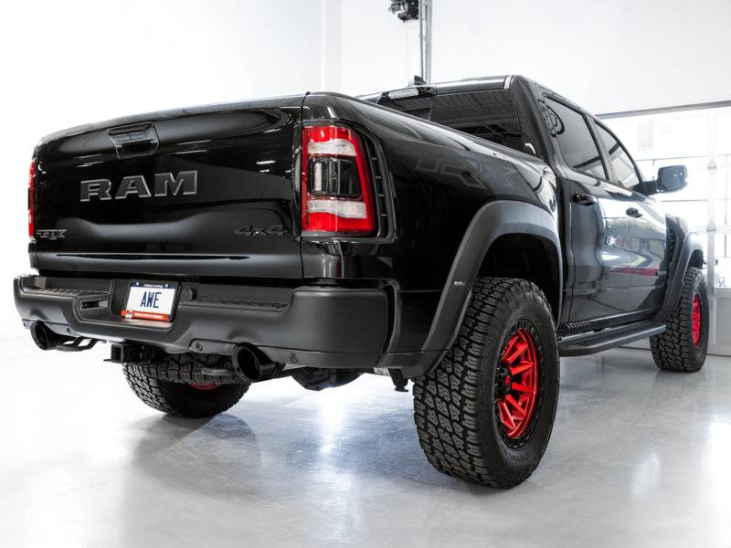 AWE Tuning 2021 RAM 1500 TRX 0FG Cat-Back Exhaust - Diamond Black Tips - Striker Modified