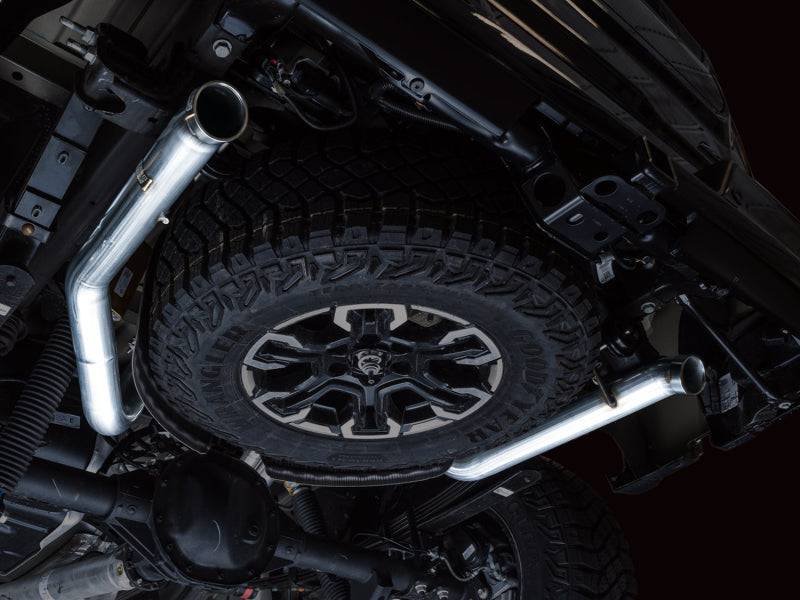 AWE Tuning 22-23 GMC Sierra 1500 AT4X 6.2L 0FG Catback Split Dual (Flat Bumper) - Bashguard(No Tips) - Striker Modified