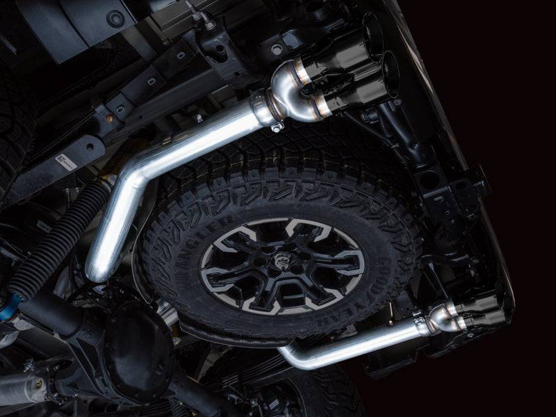 AWE Tuning 22-23 GMC Sierra 1500 AT4X 6.2L 0FG Catback Split Dual (Flat Bumper) - Diamond Black Tips - Striker Modified