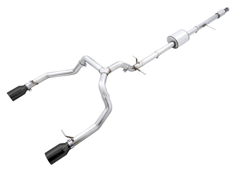 AWE Tuning 4th Gen GM 1500 5.3L 0FG Catback Dual Side Exit (Flat Bumper) - Diamond Tips - Striker Modified