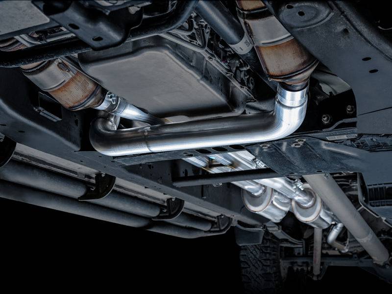 AWE Tuning 4th Gen GM 1500 6.2L 0FG Catback Split Rear Exit (w/ Bumper Cutouts) - Quad Chrome Tips - Striker Modified