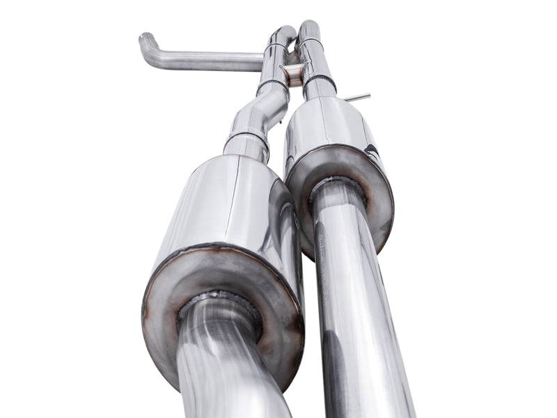 AWE Tuning 4th Gen GM 1500 6.2L 0FG Catback Split Rear Exit (w/ Bumper Cutouts) - Quad Chrome Tips - Striker Modified