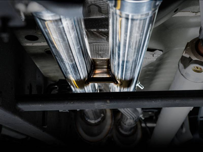 AWE Tuning 4th Gen GM 1500 6.2L 0FG Catback Split Rear Exit (w/ Bumper Cutouts) - Quad Chrome Tips - Striker Modified
