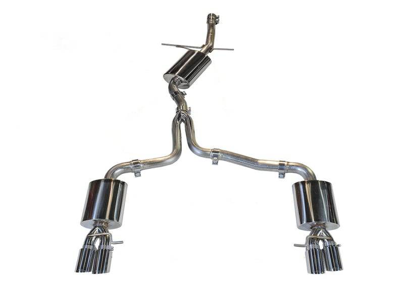 AWE Tuning Audi B8 A4 Touring Edition Exhaust - Quad Tip Polished Silver Tips - Does Not Fit Cabrio - Striker Modified