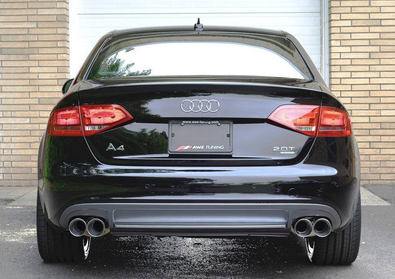 AWE Tuning Audi B8 A4 Touring Edition Exhaust - Quad Tip Polished Silver Tips - Does Not Fit Cabrio - Striker Modified