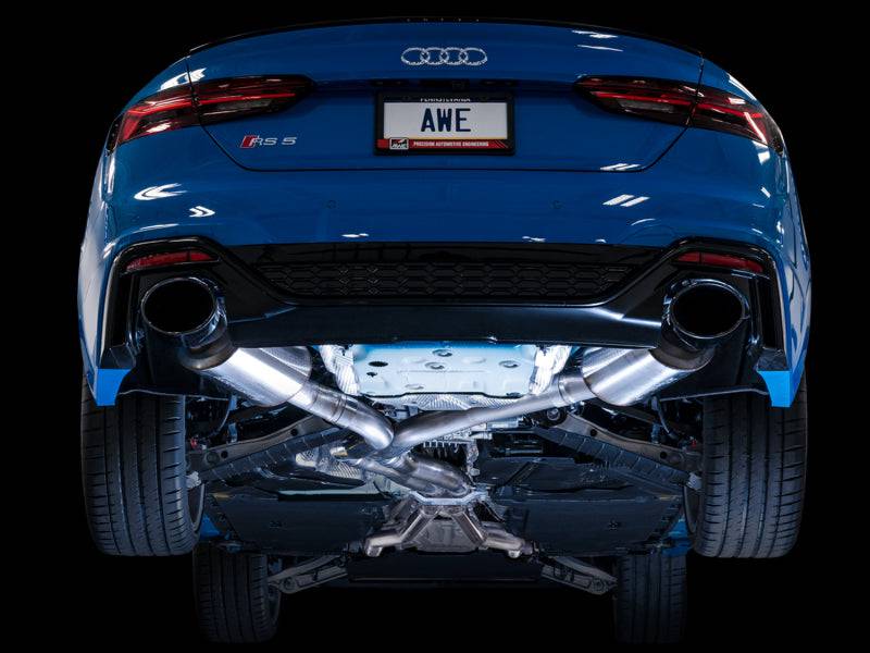 AWE Tuning Audi B9.5 RS5 Sportback Non-Resonated Touring Edition Exhaust - RS-Style Diamond Blk Tips - Striker Modified