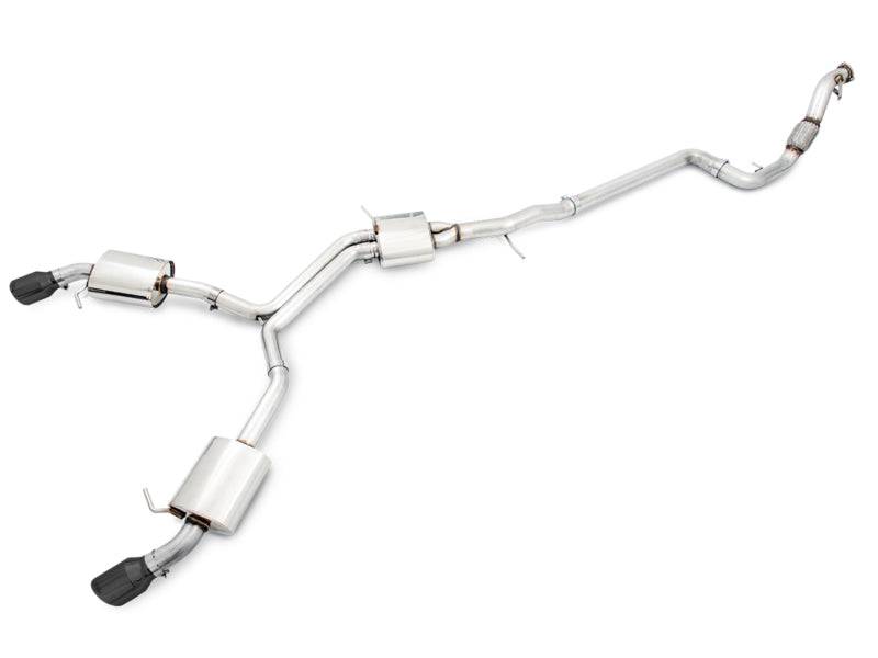 AWE Tuning Audi B9 A4 Touring Edition Exhaust Dual Outlet - Diamond Black Tips (Includes DP) - Striker Modified