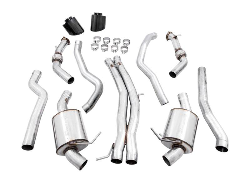 AWE Tuning Audi B9 RS 5 Sportback Touring Edition Exhaust-Non Resonated- Diamond Black RS Style Tips - Striker Modified