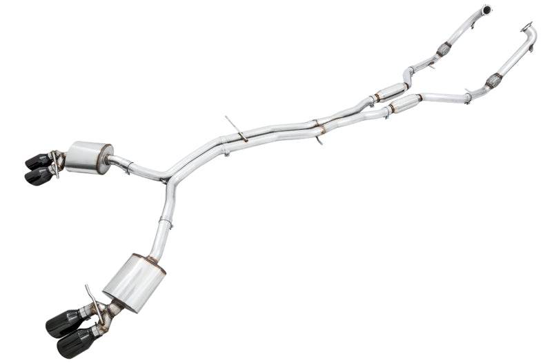 AWE Tuning Audi B9 S4 Touring Edition Exhaust - Non-Resonated (Black 102mm Tips) - Striker Modified