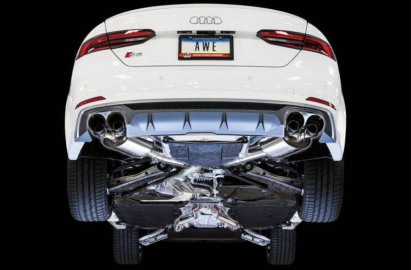 AWE Tuning Audi B9 S5 Sportback Touring Edition Exhaust - Non-Resonated (Black 102mm Tips) - Striker Modified
