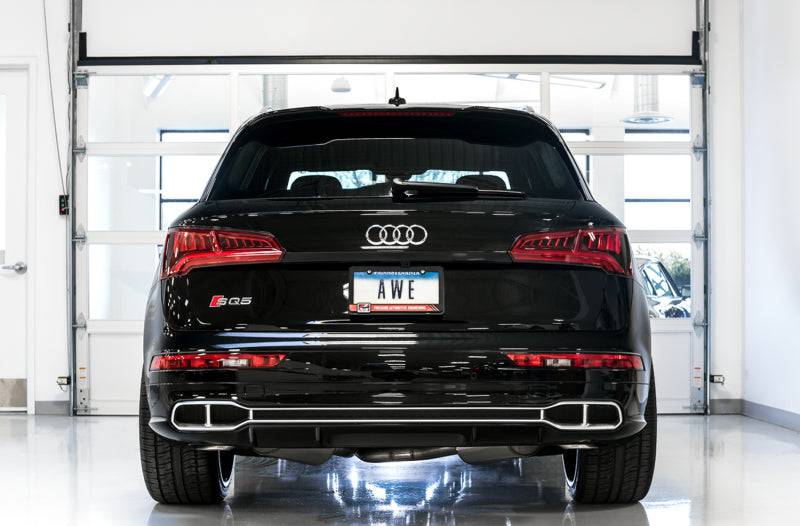 AWE Tuning Audi B9 SQ5 Non-Resonated Touring Edition Cat-Back Exhaust - No Tips (Turn Downs) - Striker Modified