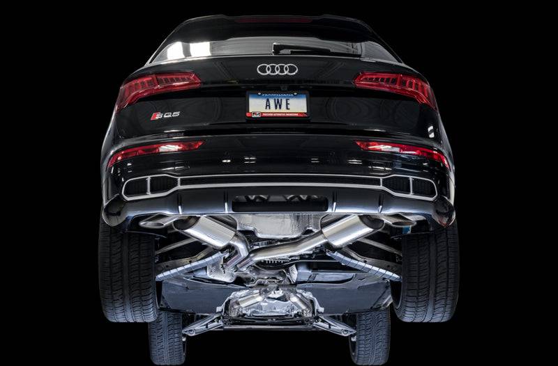 AWE Tuning Audi B9 SQ5 Resonated Touring Edition Cat-Back Exhaust - No Tips (Turn Downs) - Striker Modified