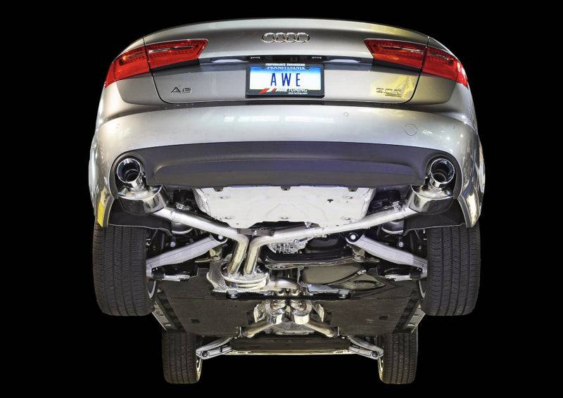 AWE Tuning Audi C7 A6 3.0T Touring Edition Exhaust - Dual Outlet Chrome Silver Tips - Striker Modified