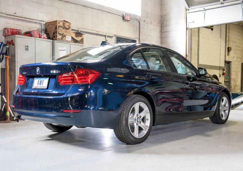 AWE Tuning BMW F30 320i Touring Exhaust w/Performance Mid Pipe - Diamond Black Tip (90mm) - Striker Modified