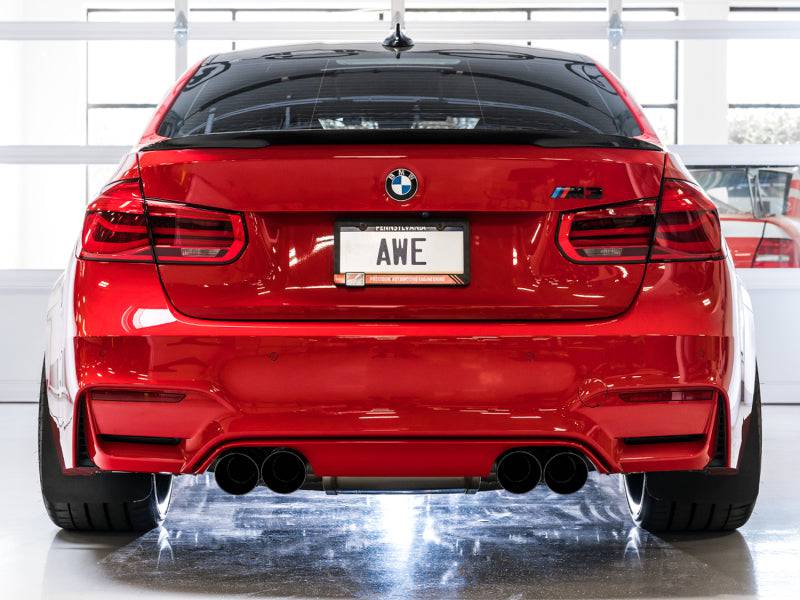 AWE Tuning BMW F8X M3/M4 Track Edition Catback Exhaust - Diamond Black Tips - Striker Modified