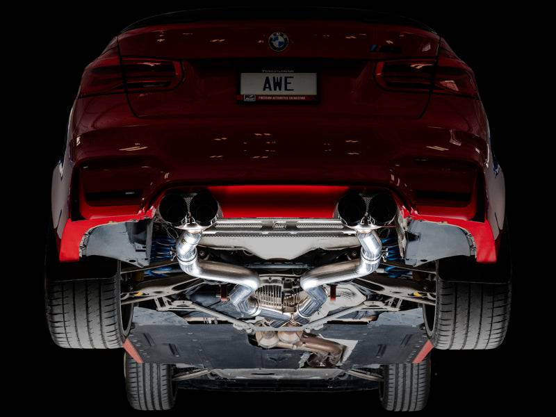 AWE Tuning BMW F8X M3/M4 Track Edition Catback Exhaust - Diamond Black Tips - Striker Modified