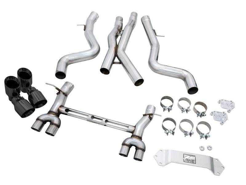 AWE Tuning BMW F8X M3/M4 Track Edition Catback Exhaust - Diamond Black Tips - Striker Modified