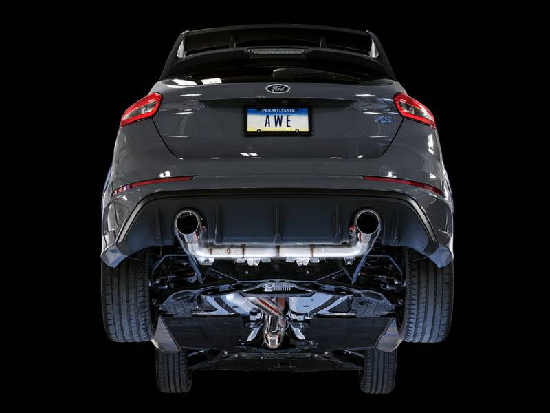 AWE Tuning Ford Focus RS Track Edition Cat-back Exhaust - Chrome Silver Tips - Striker Modified